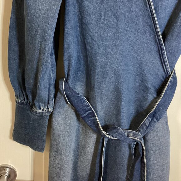 Buffalo David Bitton Antheia Denim Wrap-Around Dress Size L Long Sleeves Stretch - Picture 2 of 10